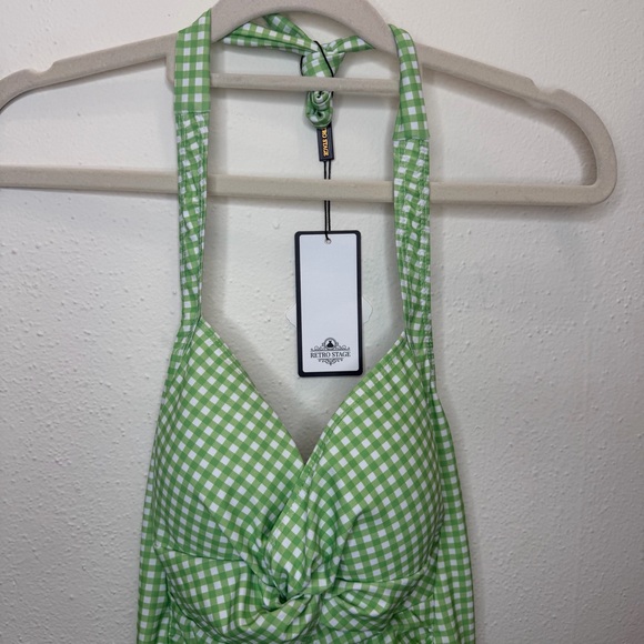 NWT Retro Stage Green and White One Piece Bathing Suiy Size Medium - Picture 6 of 14